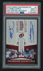 2020 Panini Contenders Draft Picks Collegiate Connections Signatures Building Blocks Ceedee Lamb/Jalen Hurts #2 /199 PSA 9