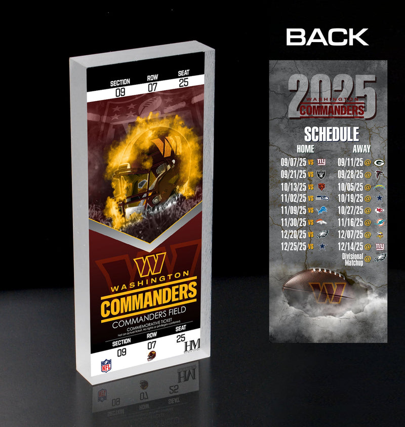 Highland Mint Washington Commanders 2025 Schedule 3D Ticket BlocKart