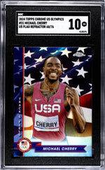 2024 Topps Chrome Us Olympics #31 Michael Cherry Us Flag Refractor 60/76 SGC 10