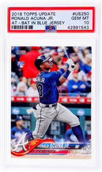 2018 Topps Update At Bat In Blue Jersey Ronald Acuna Jr. #US250 PSA 10