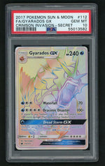 2017 Pokemon Sun and Moon Crimson Invasion Secret Rare Gyarados Gx #112 PSA 10