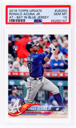 2018 Topps Update At Bat In Blue Jersey Ronald Acuna Jr. #US250 PSA 10