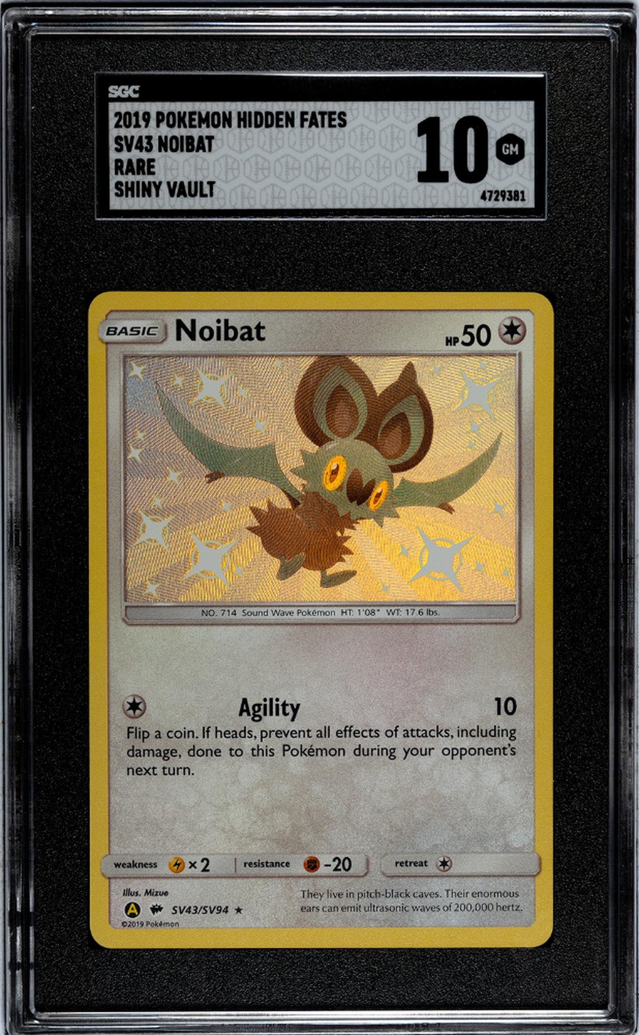 2019 Pokémon Hidden Fates Noibat Rare #SV43 SGC 10