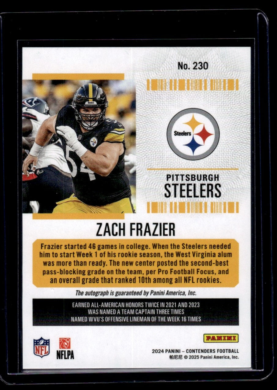 2024 Panini Contenders Rookie Ticket Zach Frazier #230 RC Auto