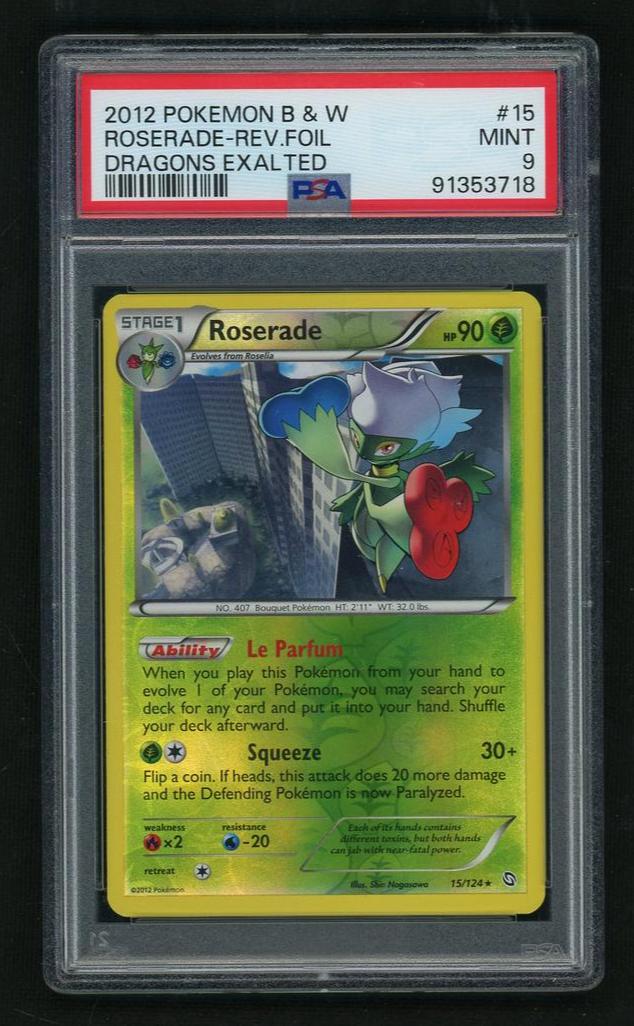 Pokémon Dragons Exalted Roserade #15 Reverse Foil PSA 9