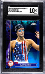 2024 Topps Chrome Us Olympics #28 Katie Grimes Blue Refractor 91/150 SGC 10