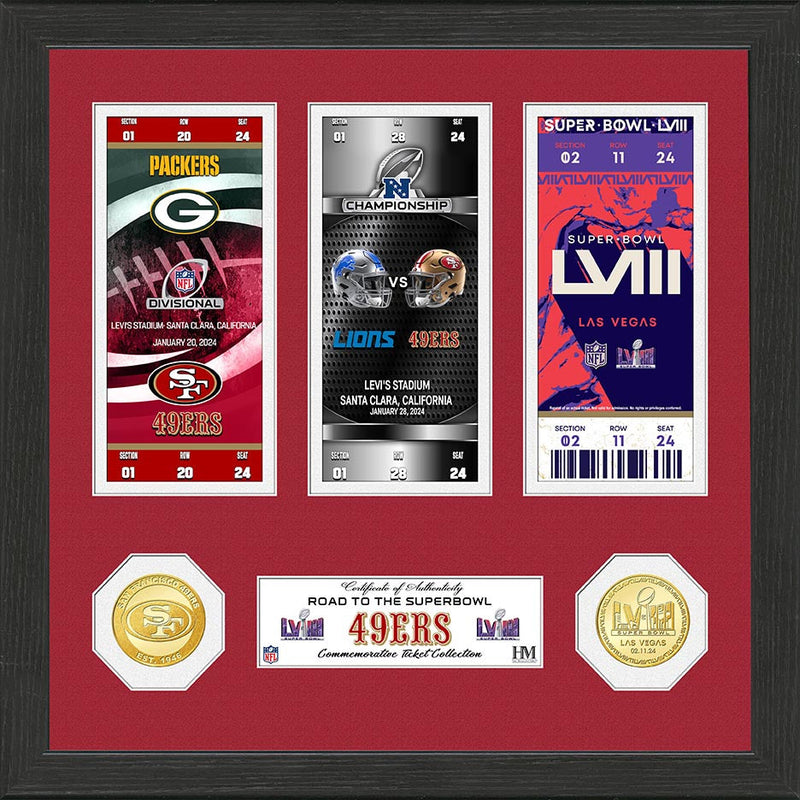 Highland Mint San Francisco 49ers Road to Super Bowl 58 Ticket and Bronze Coin Photo Mint