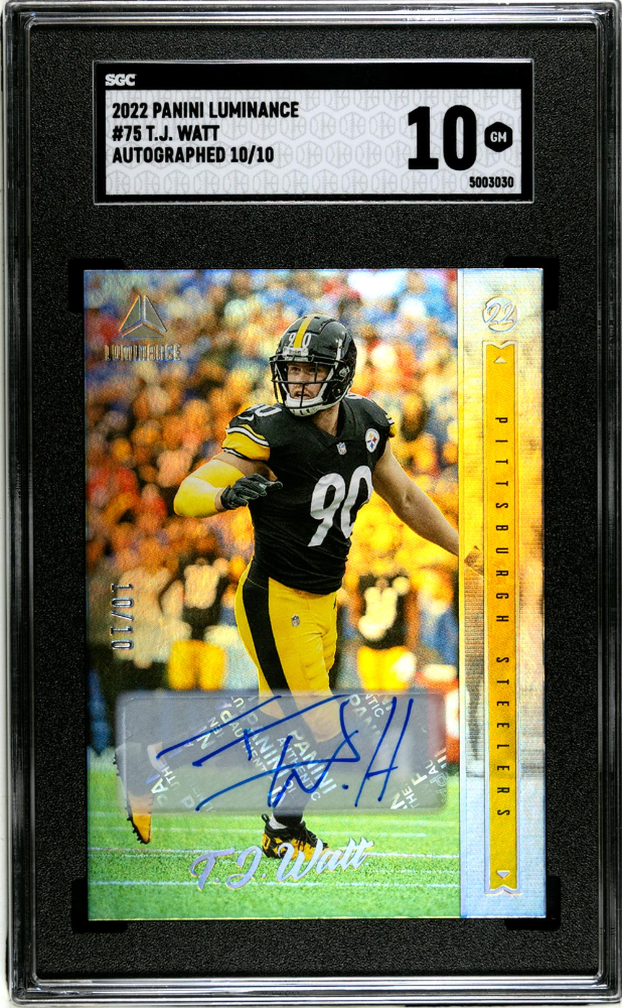 2022 Panini Luminance T.J. Watt #75 Auto /10 SGC 10