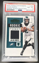 2020 Panini Contenders Rookie Ticket Swatch Jalen Hurts #22 PSA 8