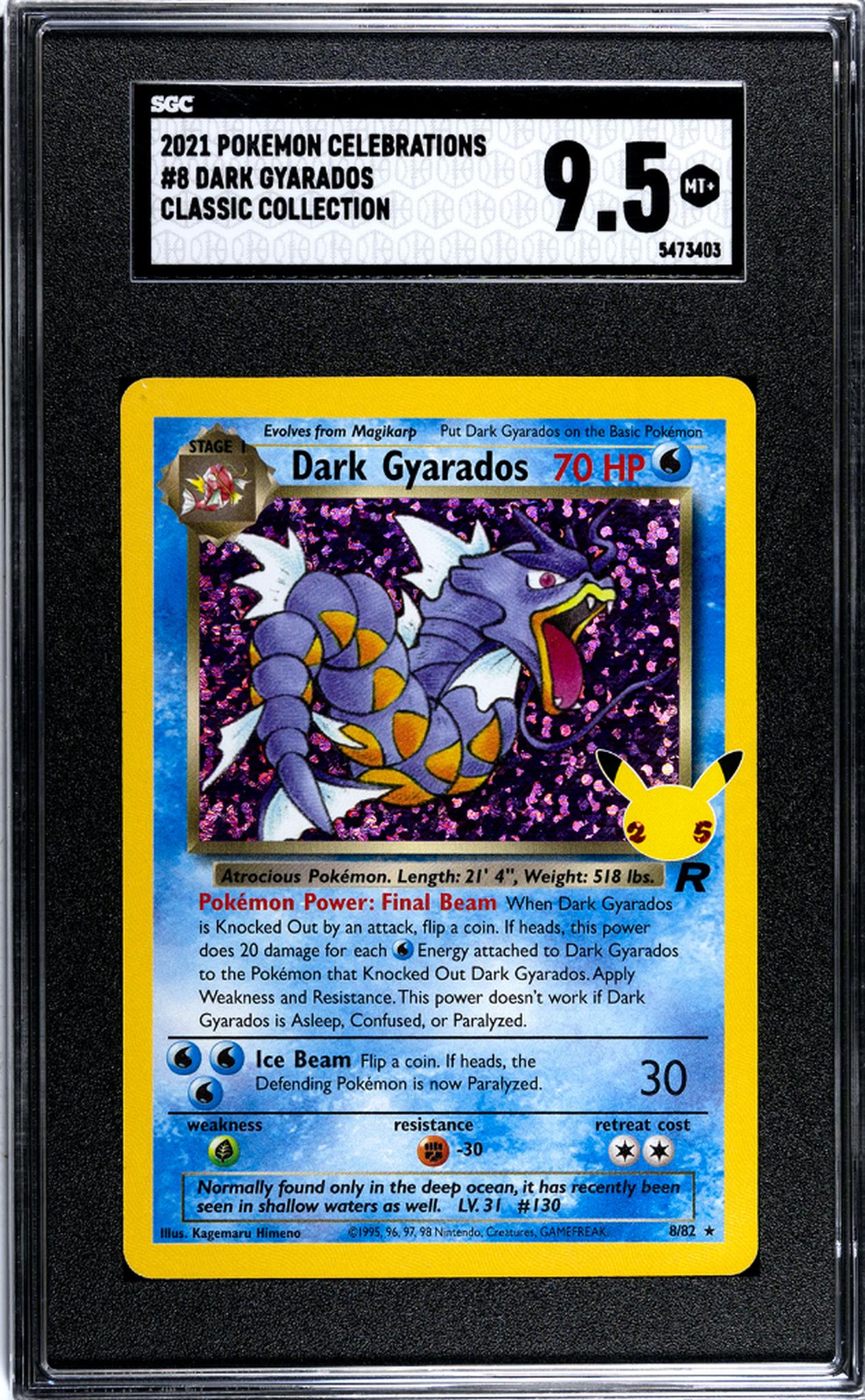 2021 Pokemon #8/82 Dark Gyarados Celebrations Classic Collection SGC 9.5