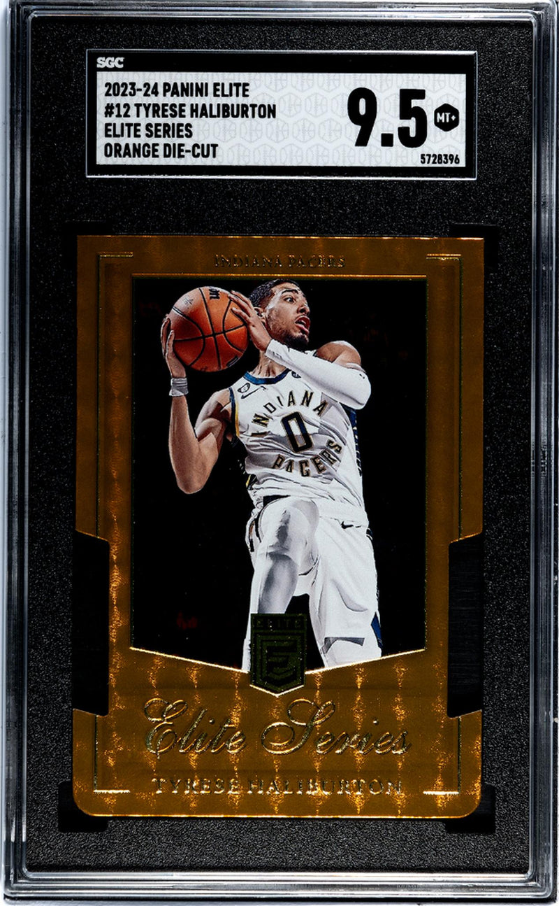 2023-24 Panini Elite #12 Tyrese Haliburton Elite Series Orange Die-Cut SGC 9.5