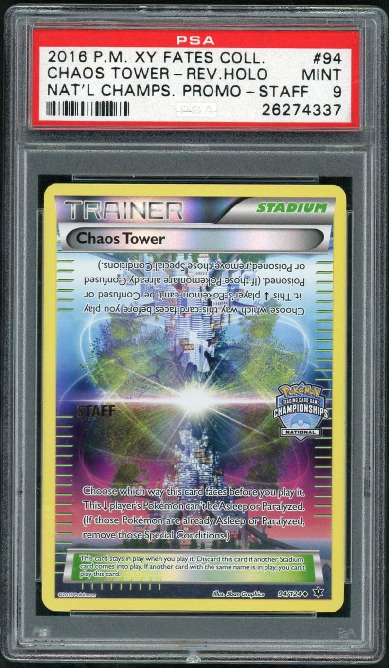 2016 Pokemon XY Fates Collide Reverse Holo Chaos Tower #94 PSA 9