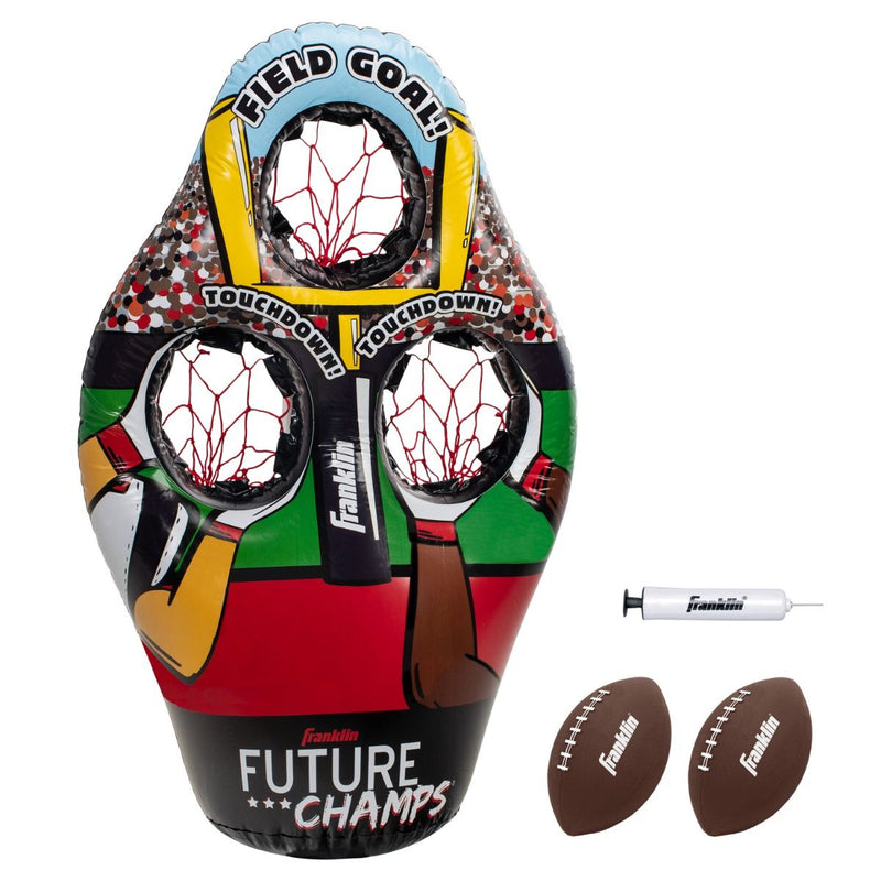Franklin Sports Kids Inflatable 3-Hole Football Target Set with Footballs