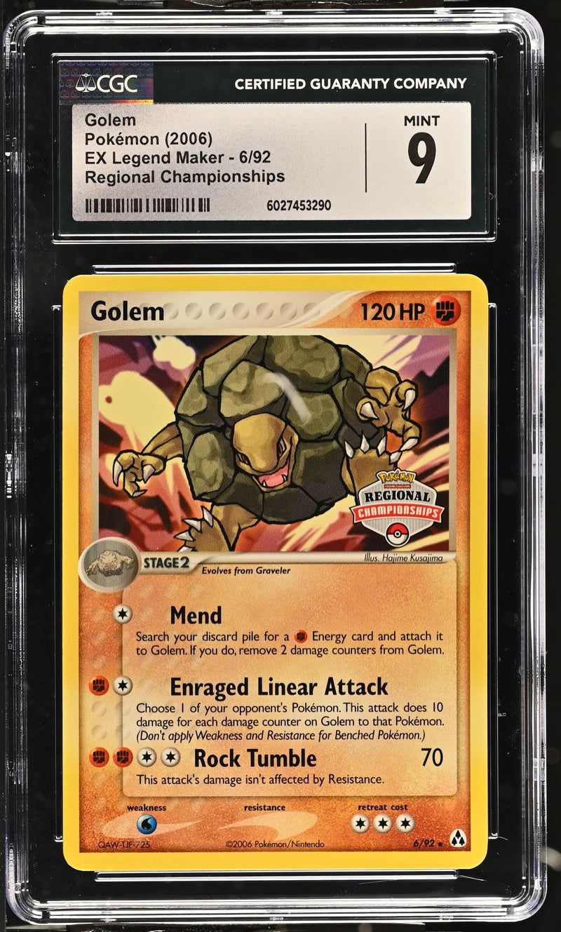 2006 Pokemon #6/92 Golem Regional Championships CGC 9