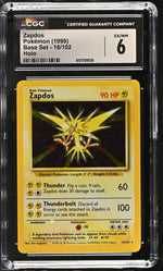 1999 Pokemon #16/102 Zapdos Holo CGC 6