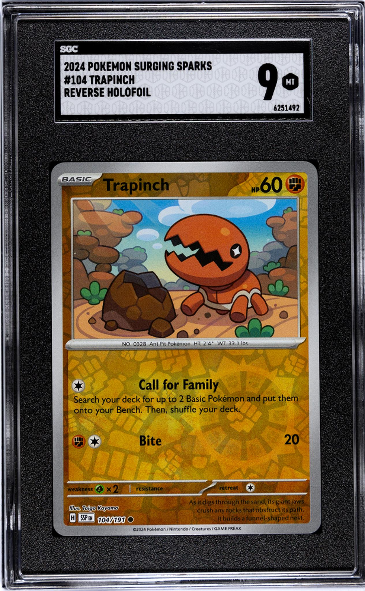 2024 Pokemon #104/191 Trapinch Surging Sparks SGC 9