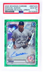 2020 Bowman Chrome Sapphire Ezequiel Duran Green #BSPAED /50 PSA 10 Auto