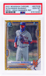 2021 Bowman Chrome Prospects Gold Shimmer Refractor Alexander Ramirez #BCP208 /50 PSA 10