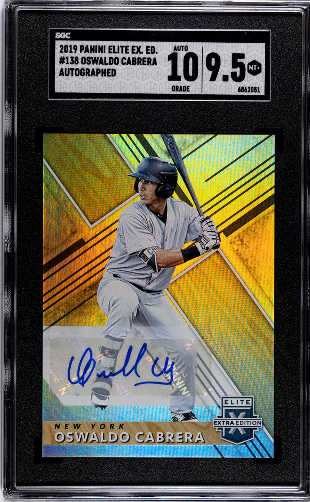 2019 Panini Elite Extra Edition Oswaldo Cabrera #138 Auto SGC 9.5 Auto 10