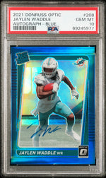2021 Donruss Optic Rated Rookies Rps Autographs Blue Jaylen Waddle #208 /99 PSA 10