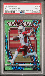 2021 Panini Mosaic Will To Win Green Fluorescent Kyler Murray #WW3 /20 PSA 9