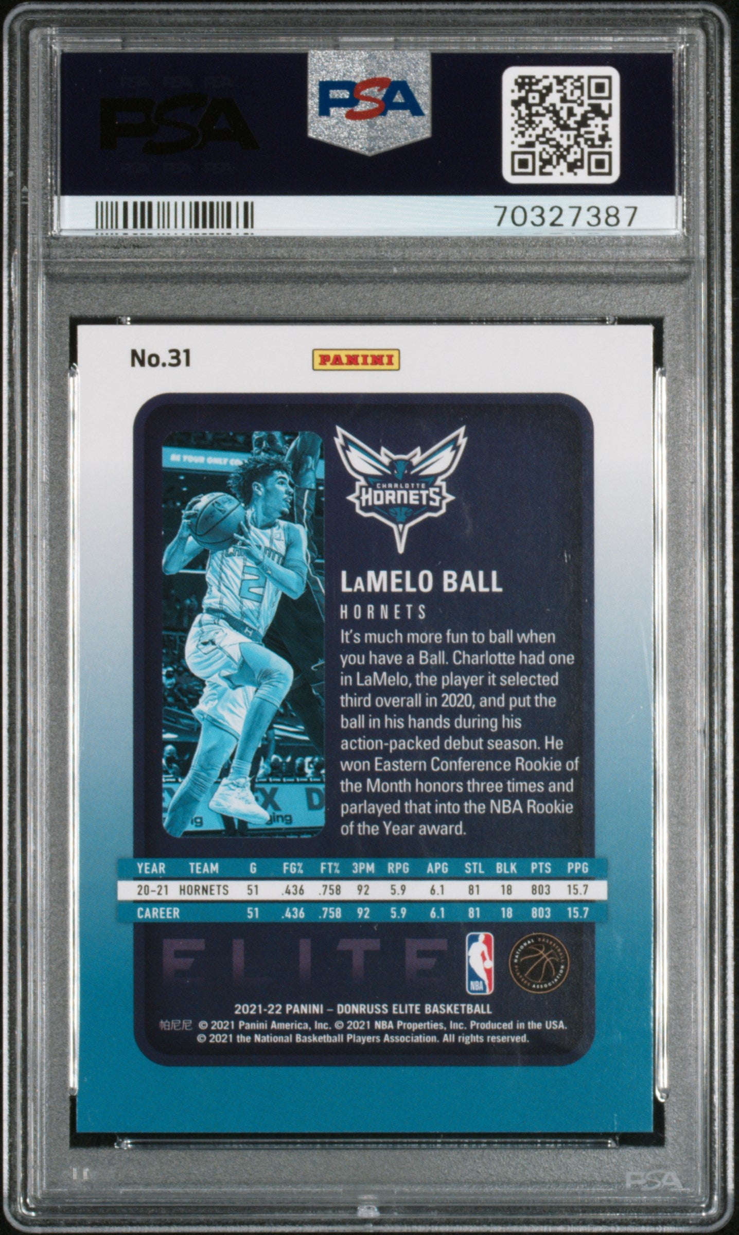 2021 Panini Donruss Elite Orange LaMelo Ball #31 PSA 10