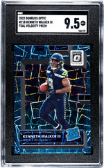 2022 Donruss Optic #218 Kenneth Walker III Teal Velocity Prizm SGC 9.5