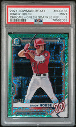 2021 Topps Bowman Draft Chrome Green Sparkle Ref Brady House #BDC-186 /99 PSA 9