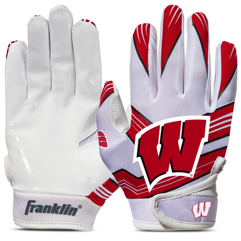 Franklin Sports NCAA Wisconsin Football Receiver Gloves - Youth XS/S