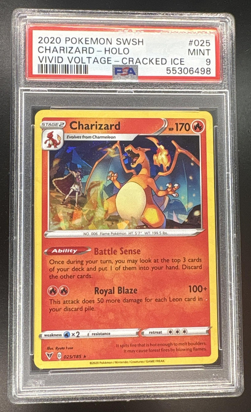 2020 Pokemon Sword and Shield Promo Vivid Voltage Cracked Ice Holo Charizard #25 PSA 9