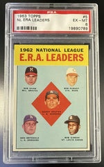1963 Topps Nl Era Leaders/Sandy Koufax/Bob Shaw/Bob Purkey/Bob Gibson/Don Drysdale #5 PSA 6