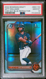 2022 Bowman Draft Sky Blue Refractor Jett Williams #BDC-190 PSA 10