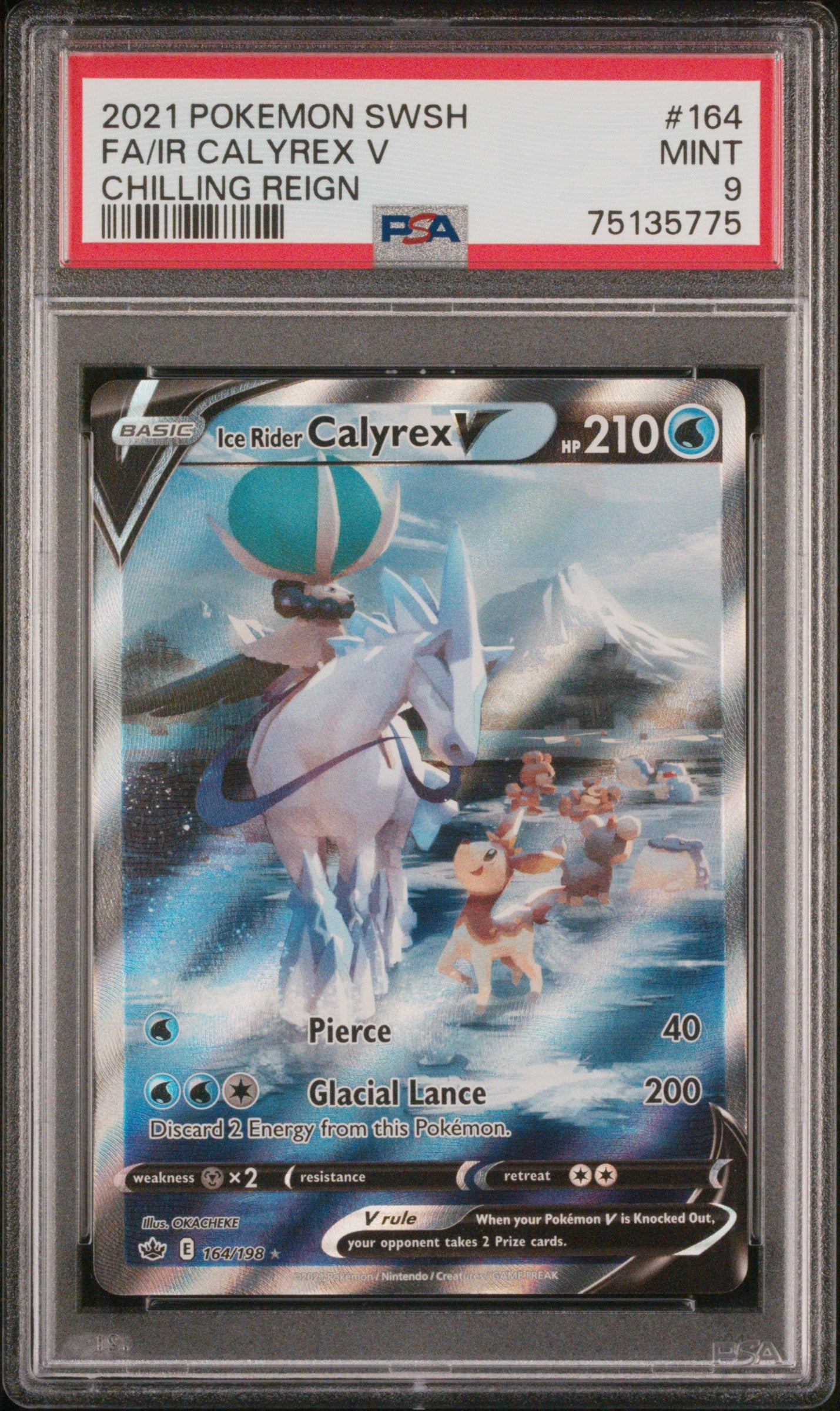 2021 Pokemon SWSH #164/198 Calyrex V Chilling Reign PSA 9