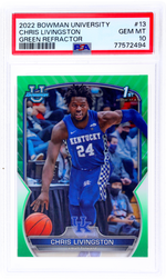 2022 Bowman University Green Refractor Chris Livingston #13 /99 PSA 10