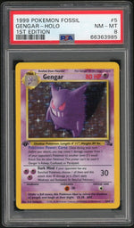 1999 Pokemon Fossil 1st Edition Holo Gengar #5 PSA 8