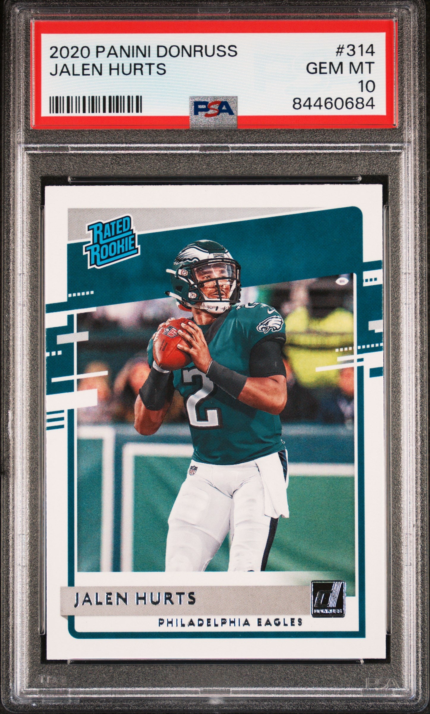 2020 Panini Donruss Rated Rookie Jalen Hurts #314 RC PSA 10