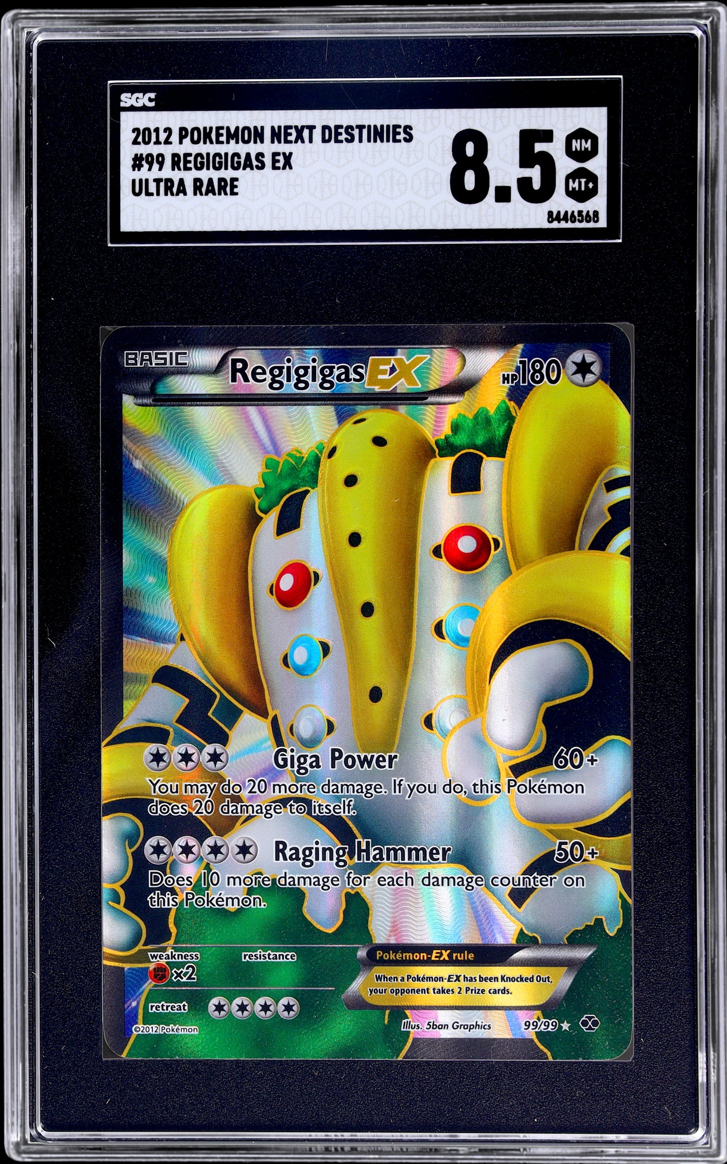 2012 Pokémon Next Destinies Regigigas EX Ultra Rare #99 SGC 8.5