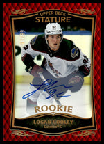 2023 Upper Deck Stature 36 Logan Cooley Auto Red Rookie /99 Coyotes