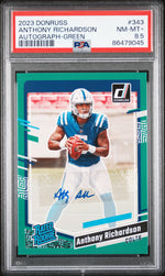 2023 Donruss Rated Rookie Autograph Green Anthony Richardson #343 PSA 8.5