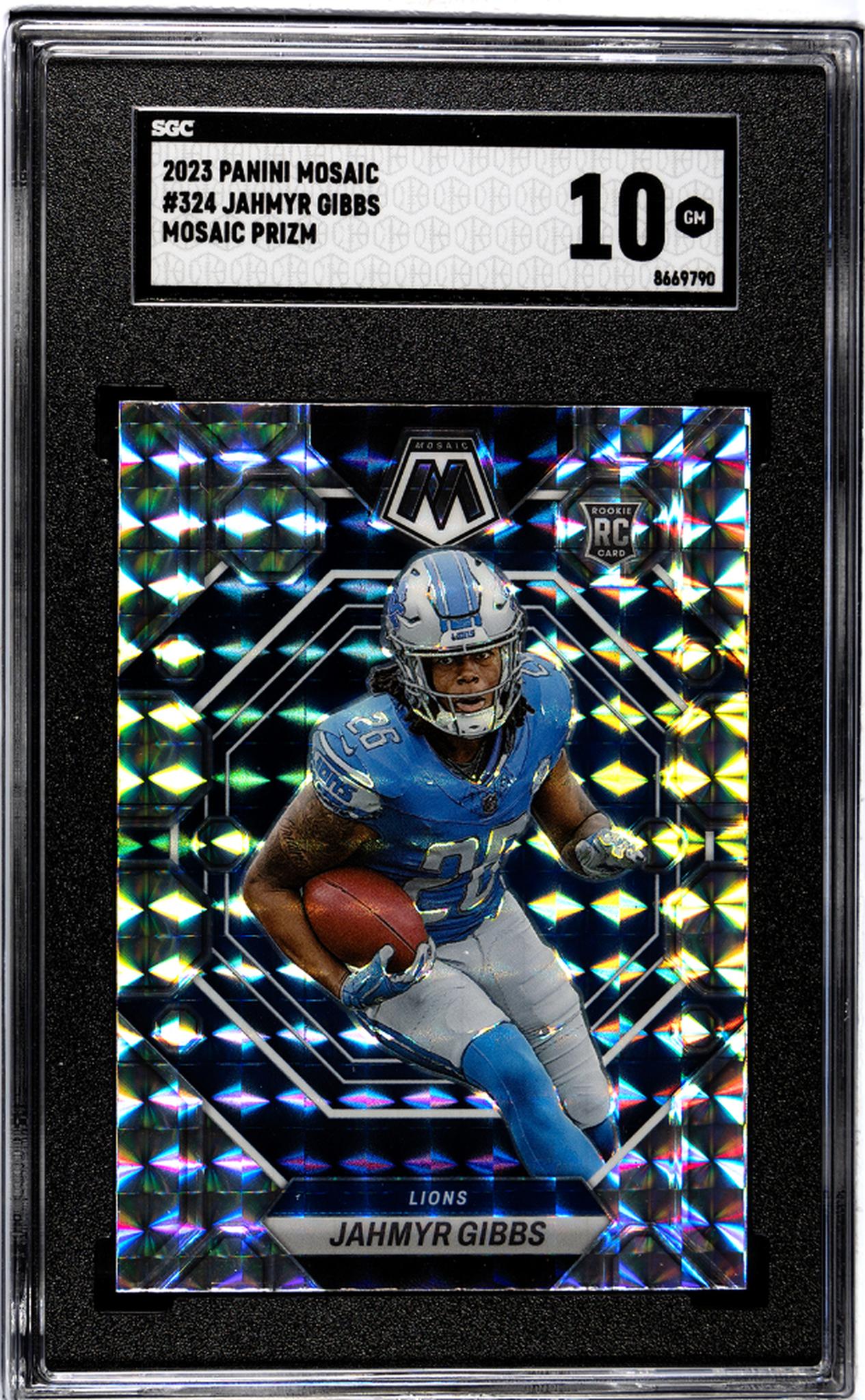 2023 Panini Mosaic Mosaic Prizm Jahmyr Gibbs #324 RC SGC 10