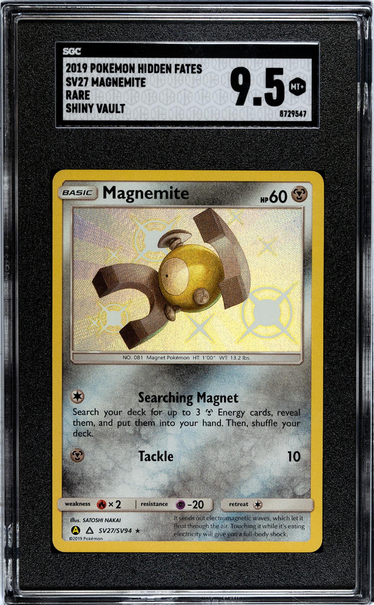 2019 Pokémon Hidden Fates Magnemite Rare #SV27 SGC 9.5