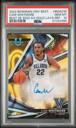 2022 Bowman Univ Best Gold Lava Cam Whitmore #BOACW Auto /75 PSA 10