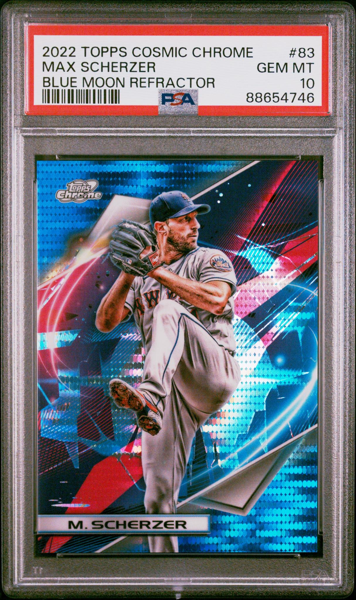 2022 Topps Cosmic Chrome Blue Moon Refractor Max Scherzer #83 /99 PSA 10