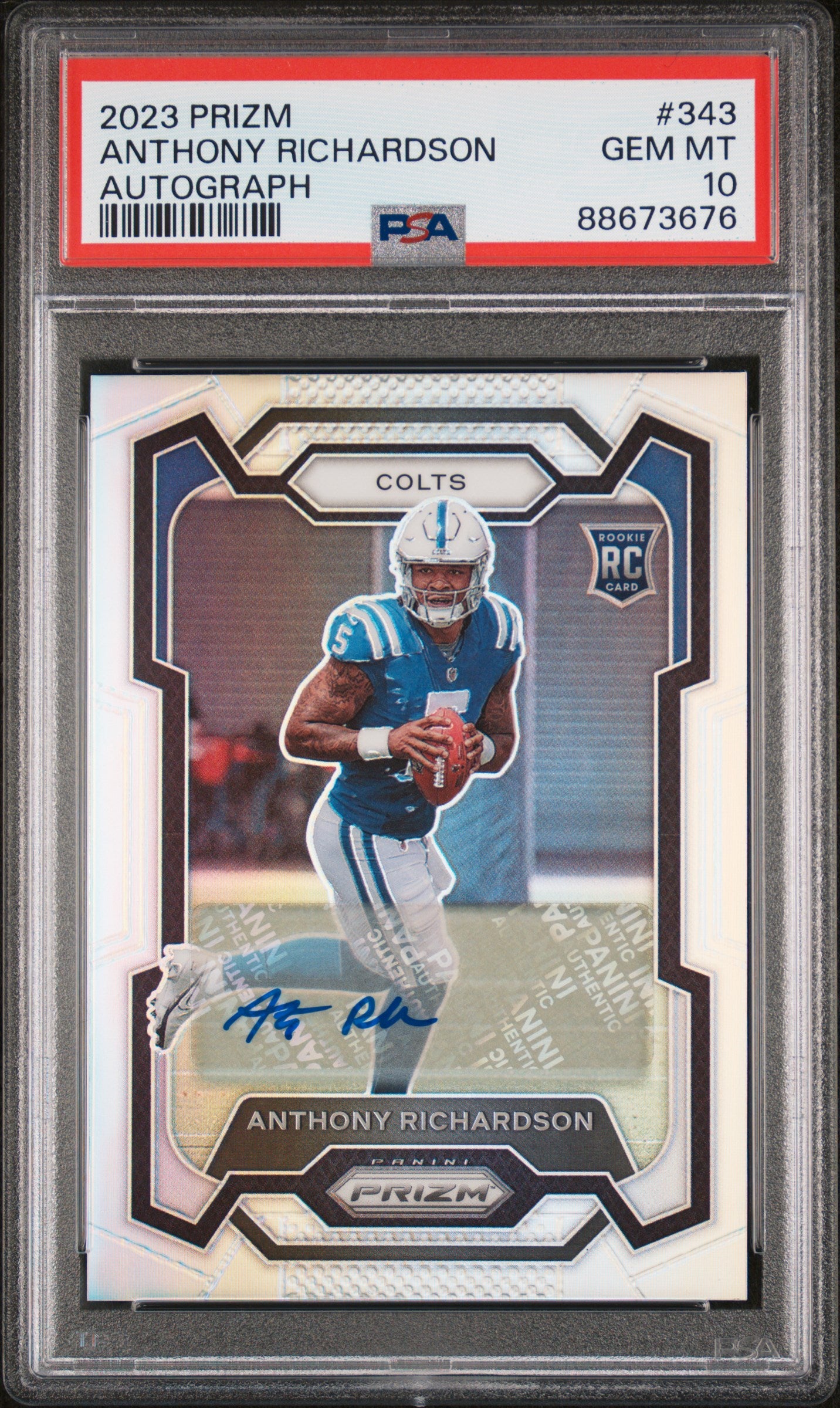 2023 Panini Prizm Anthony Richardson #343 RC Auto PSA 10