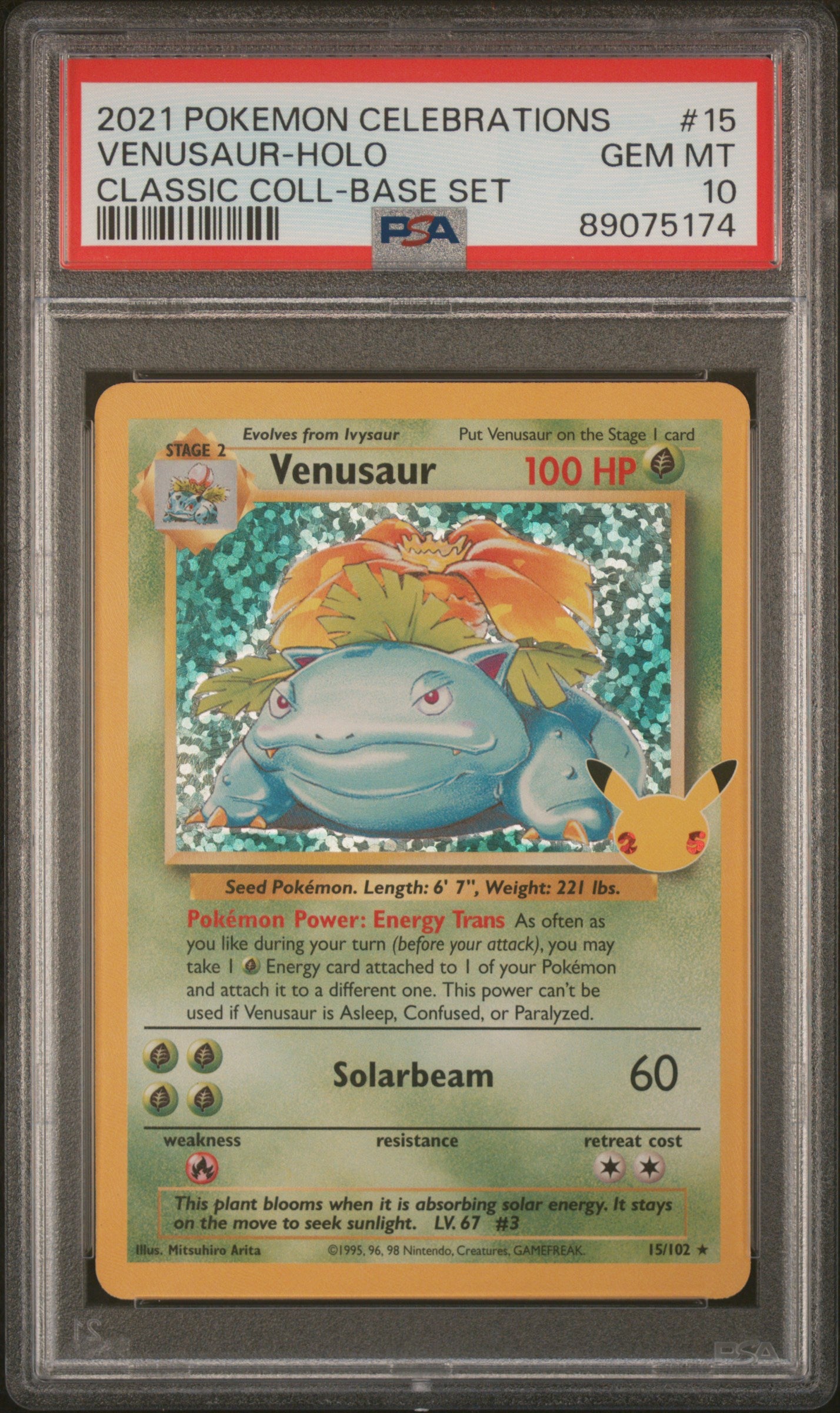 2021 Pokemon Celebrations #15 Venusaur Classic Collection PSA 10