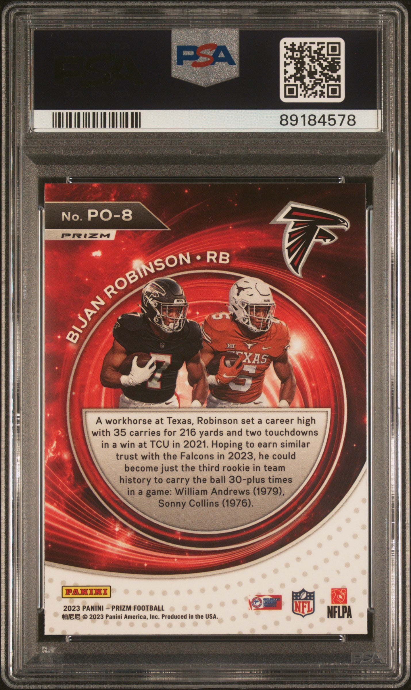 2023 Panini Prizm Portals Green Bijan Robinson #PO-8 RC PSA 10