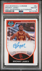 2023 Bowman University Chrome 2007-08 Bowman Autographs Bronny James Jr. #BJ /99 PSA 8