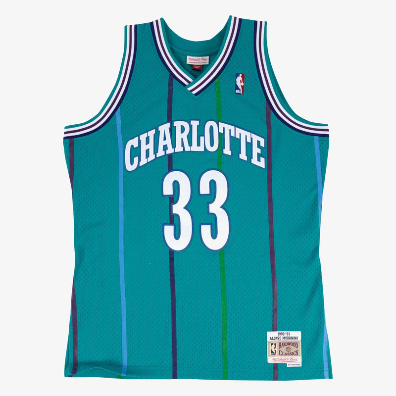 Mitchell & Ness Alonzo Mourning Teal Charlotte Hornets 1992/93 Hardwood Classics Swingman Player Jersey