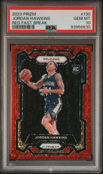 2023 Panini Prizm Prizms Fast Break Red Jordan Hawkins #130 /100 PSA 10