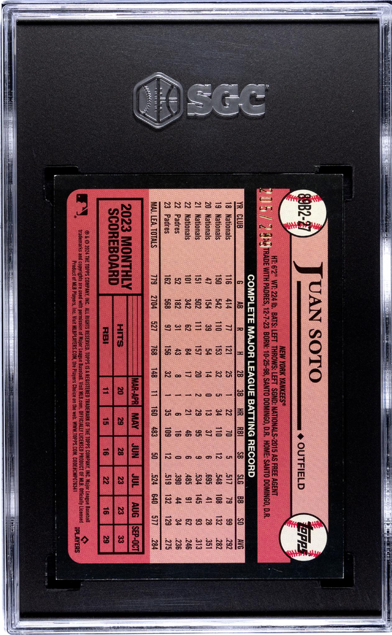 2024 Topps '89 Design Black Juan Soto #89B2-27 /299 SGC 9